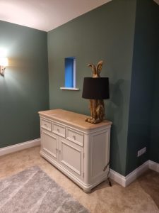 a green wall in a home rotated