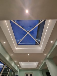 the white paintwork surrounding a skylight rotated